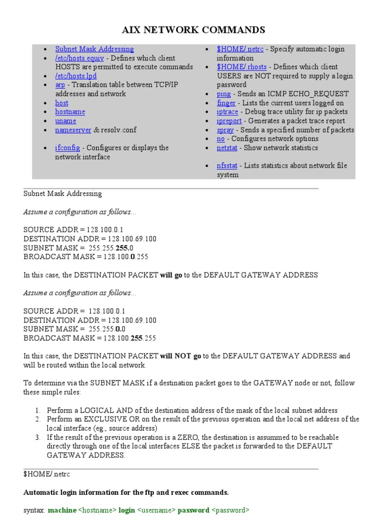 AIX Network Commands Computer Network Ip Address