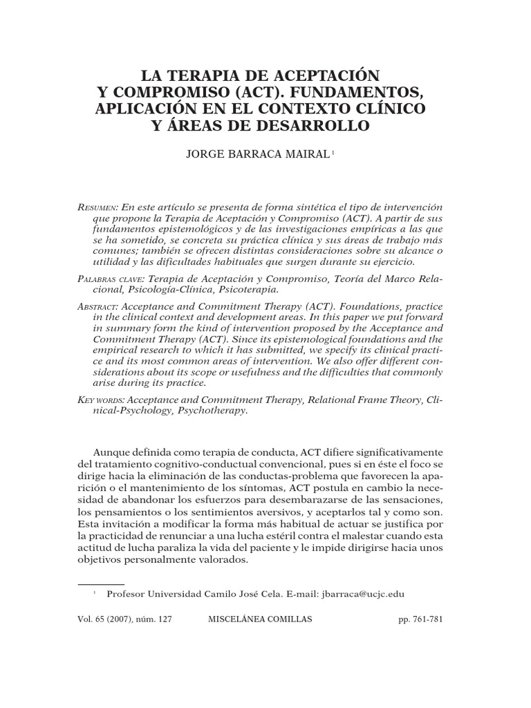 Terapia-de-Aceptacion-y-Compromiso-ACT-pdf.pdf | Psicoterapia | Pragmatismo