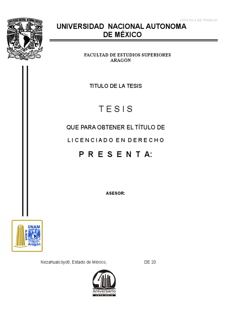 Carátula para Tesis FD UNAM | PDF