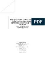 Bar Questions and Suggested Answers Provisonal Remedies and Special Civil Actions - 2003-2015