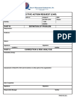 ISO 9001 Corrective Action Request Form