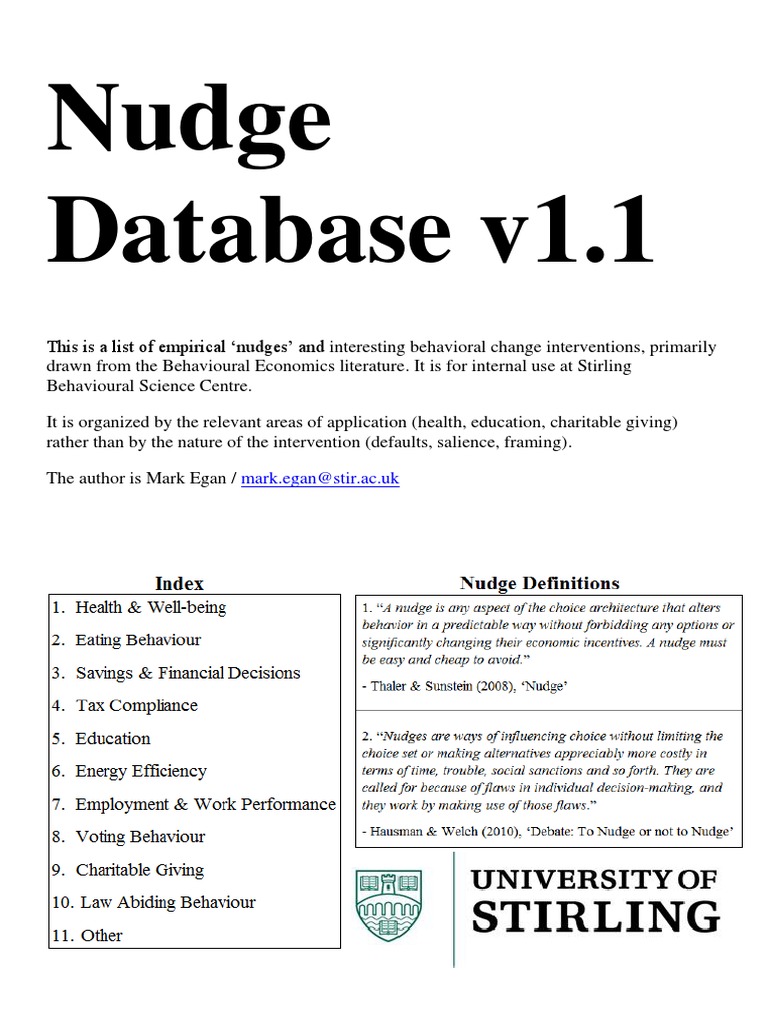 Nudge Database 1.1 | PDF | Taxes | Efficient Energy Use