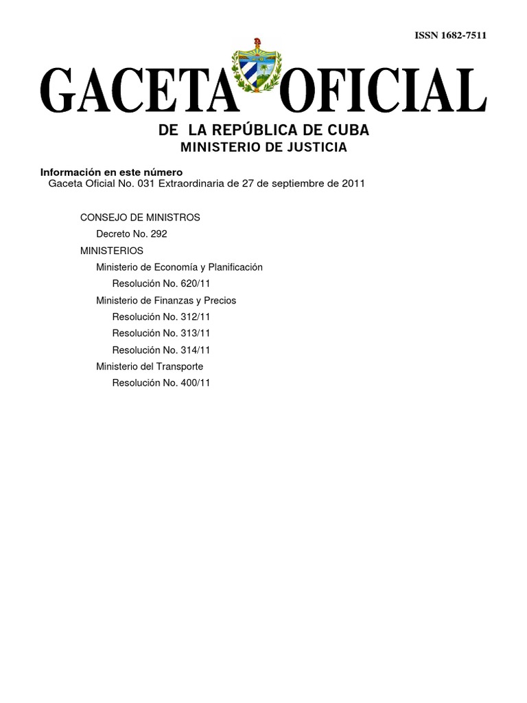 Gaceta Oficial no 31.pdf Cuba Propiedad