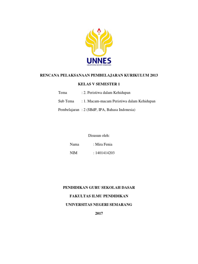 Rencana Pelaksanaan Pembelajaran Kurikulum 2013