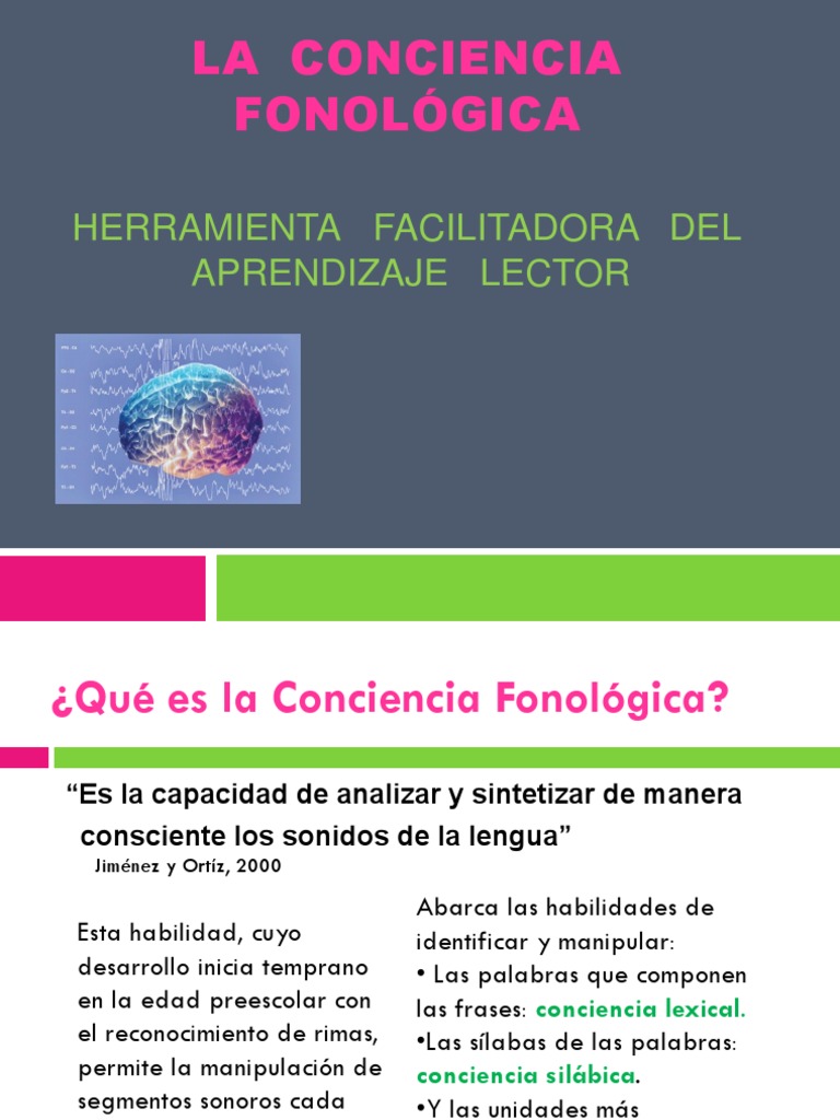 La Conciencia Fonológica-Presentación Docentes | PDF | Fonología | Palabra