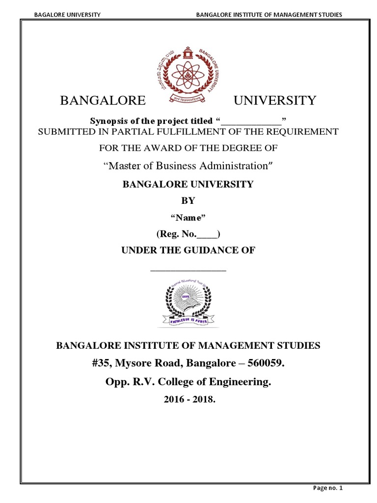MBA Project Synopsis Template | PDF