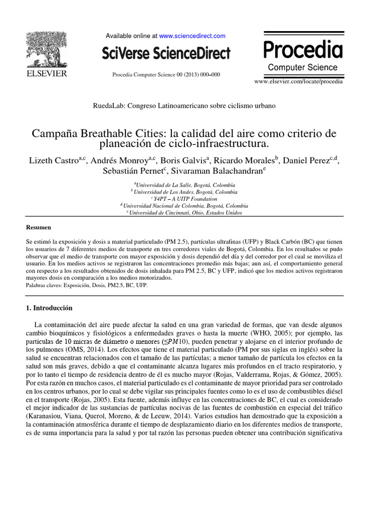 Exposición a PM2.5 en Transporte Urbano | PDF | Peatonal | Transporte