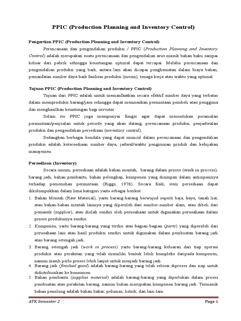 PPIC | PDF | Bisnis | Pengelolaan Keuangan & Uang