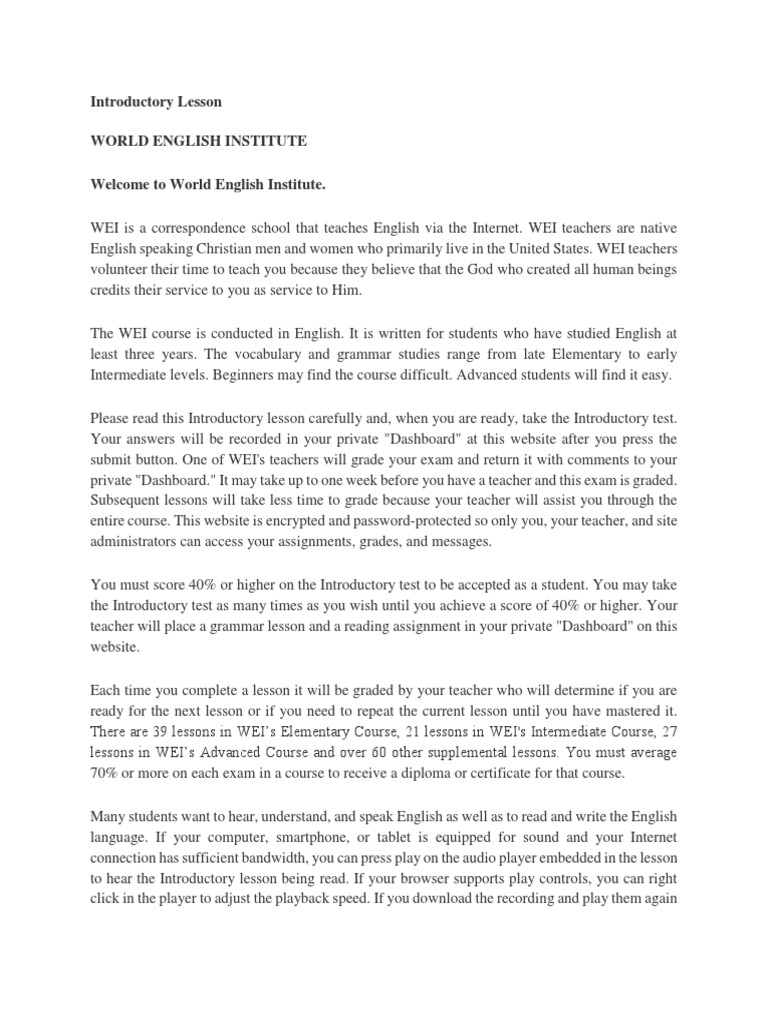 World English Institute Org PDF Adverb Part Of Speech