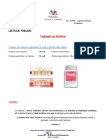 Lista de Precios Risam Laboratorio Dental