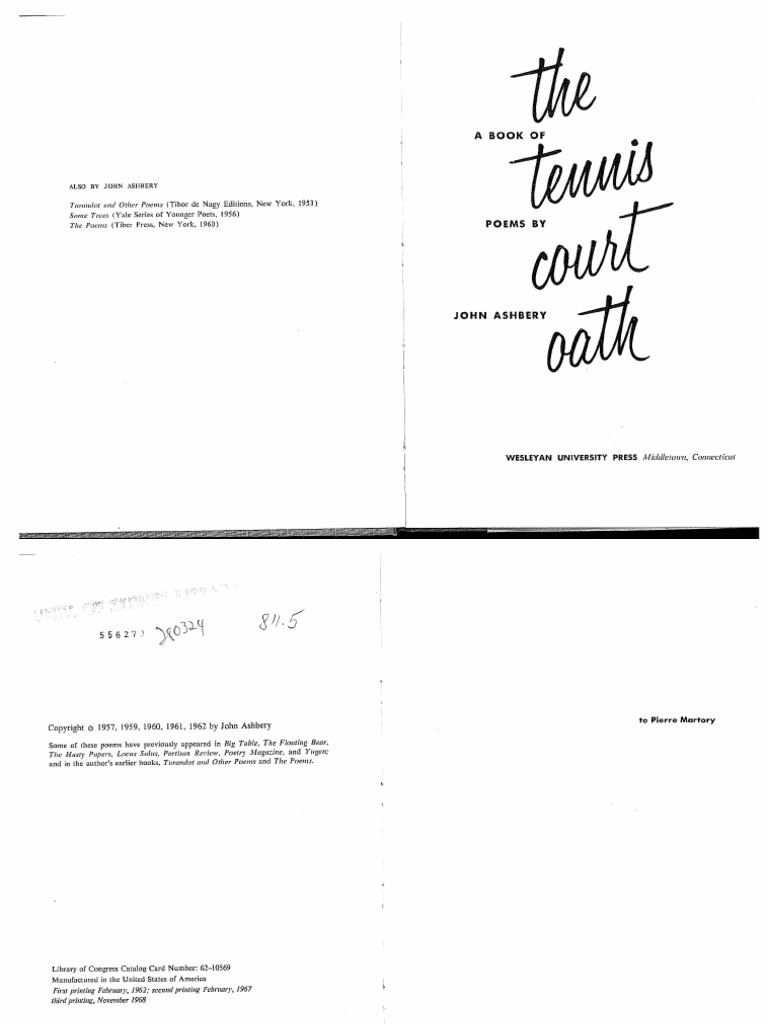 Ashbery John Tennis Court Oath The PDF PDF