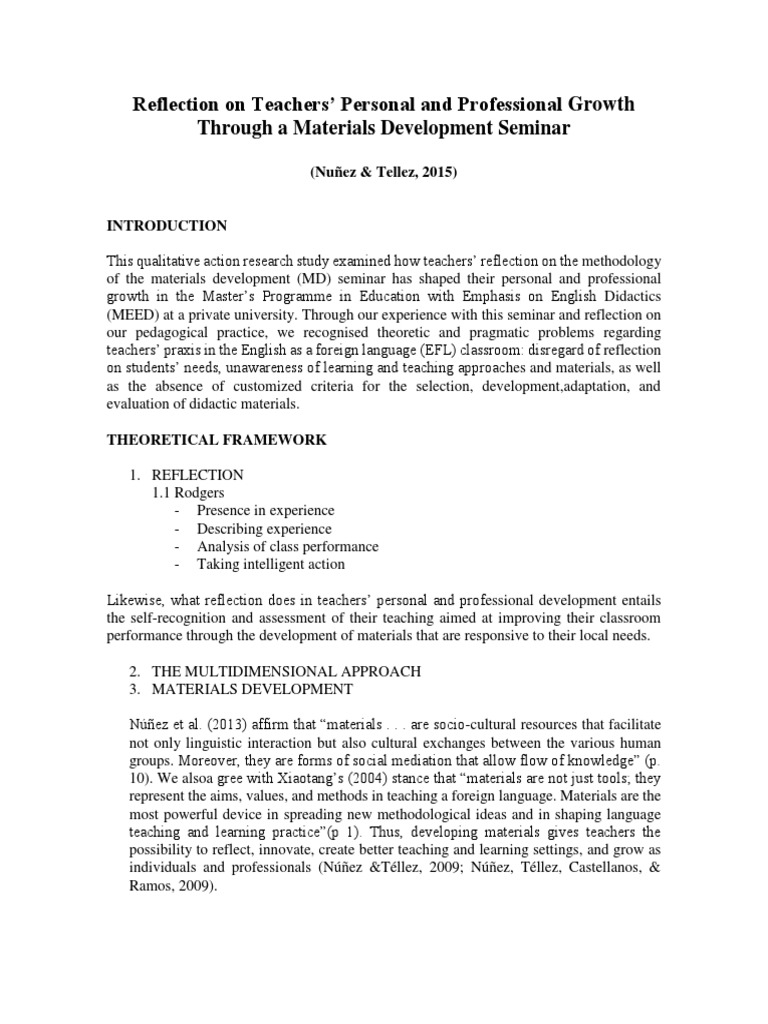 Teacher Growth via Materials Seminar | PDF | English As A Second Or ...