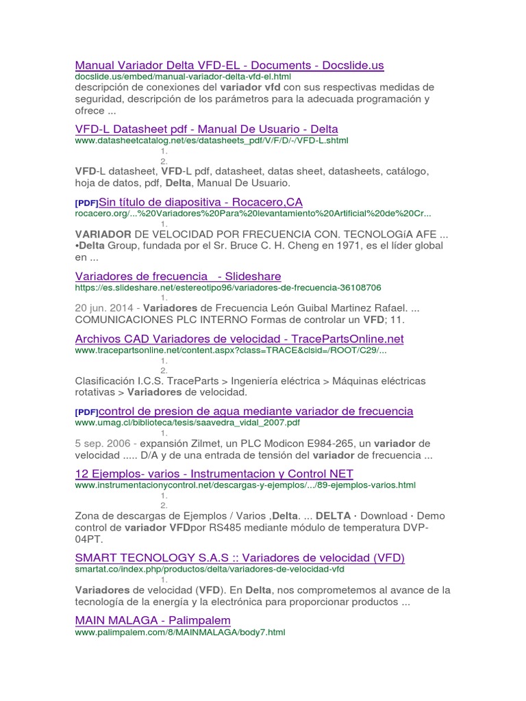 Manual Variador Delta VFD