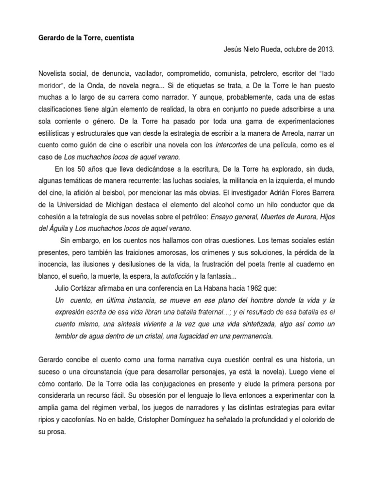 Gerardo de La Torre Cuentista PDF