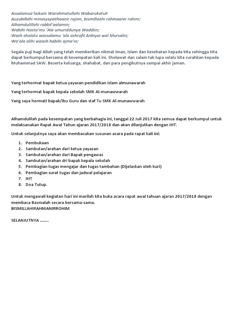 susunan acara rapat susunan acara rapat