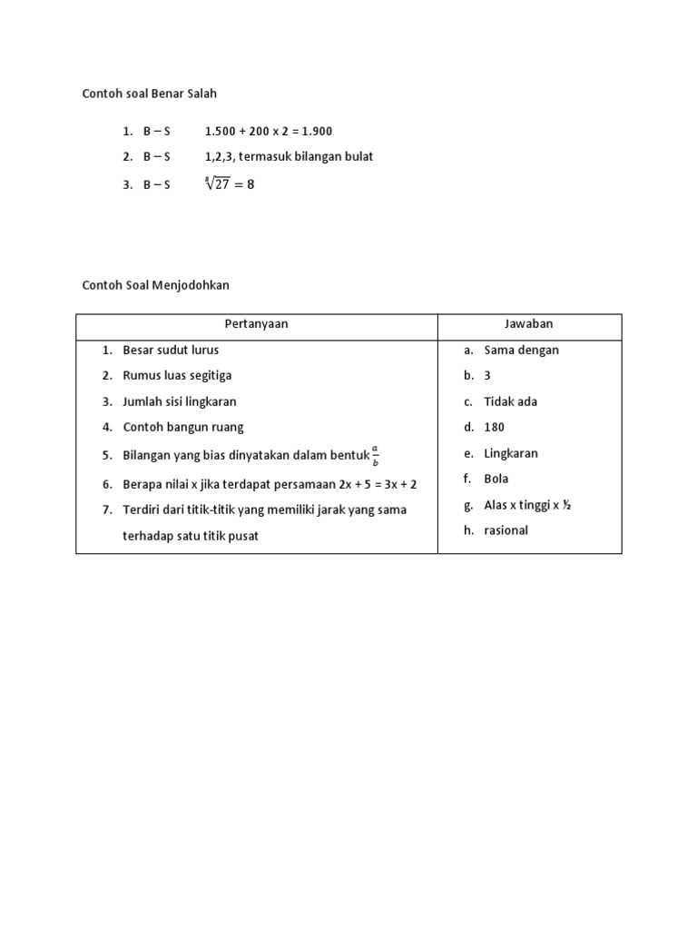 Contoh Soal Benar Salah Biologi Terbaru 2019