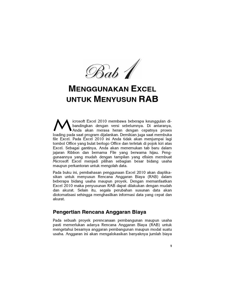 Panduan Membuat RAB di Excel 2010 | PDF