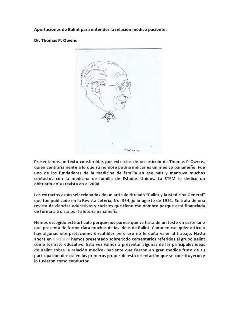 Grupos Balint y la relación médico-paciente | PDF | Psicoterapia ...