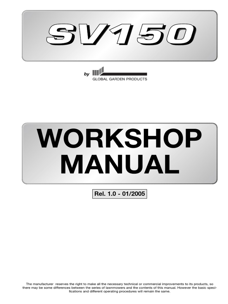 SV150 Workshop Manual Overview | PDF | Technology & Engineering