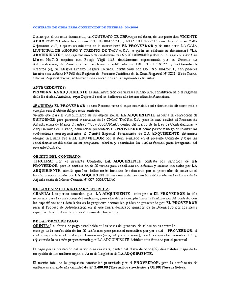Mc-7-2006-Cmac Tacna S - A - Contrato U Orden de Compra o de Servicio ...