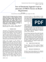 A Study On Effect of Emotional Appeals Used in Television Commercials of FMCG Sector On Brand Registration