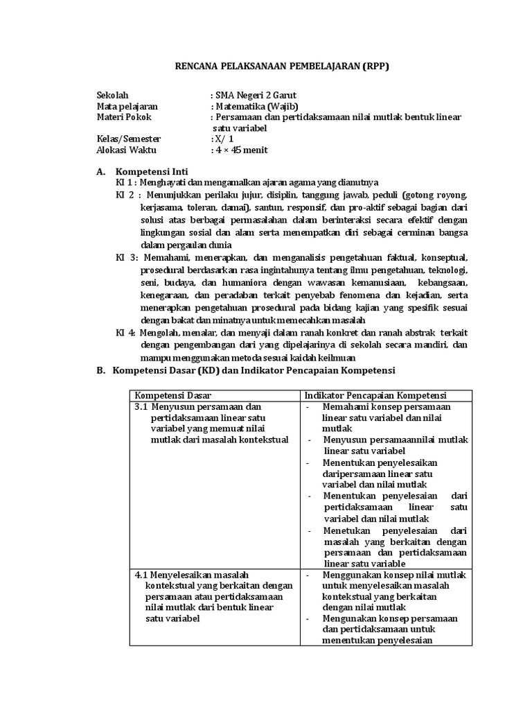 Contoh Soal Persamaan Linear Satu Variabel Kelas 10 Sma - Contoh Soal