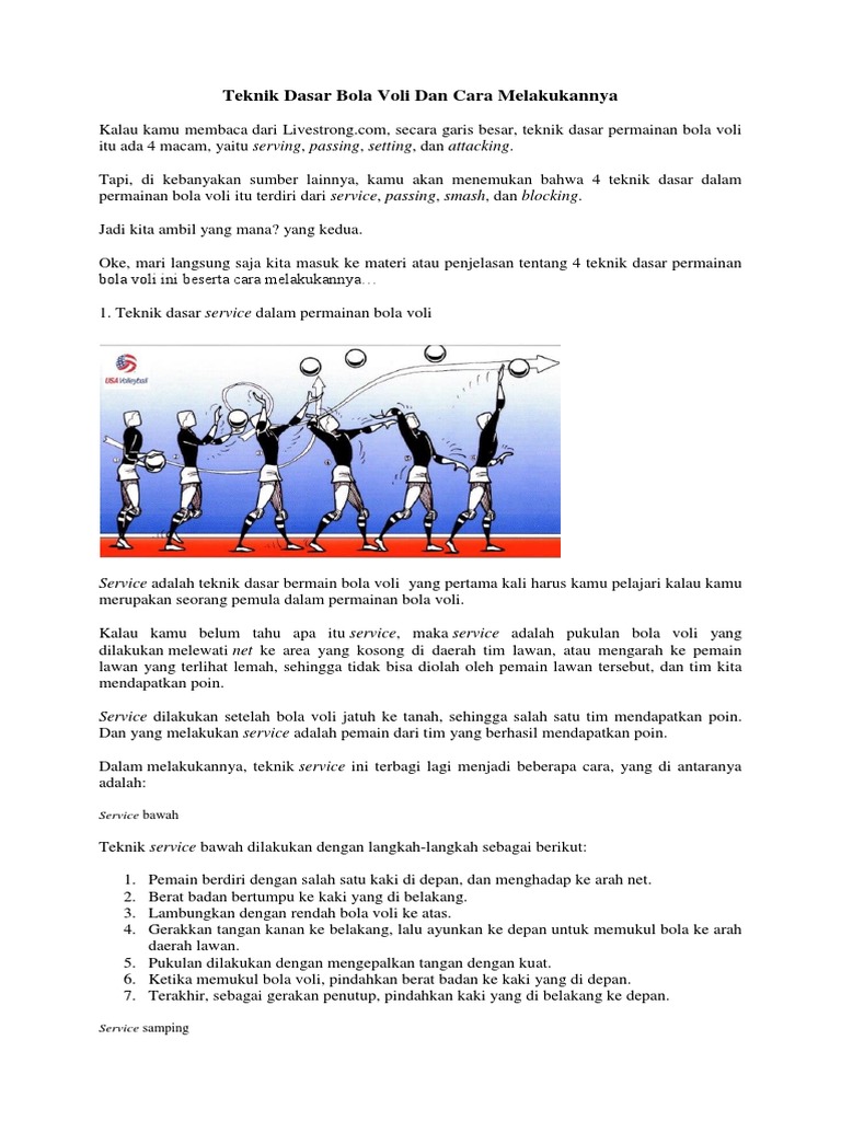Teknik Dasar Bola Voli Dan Cara Melakukannya | PDF