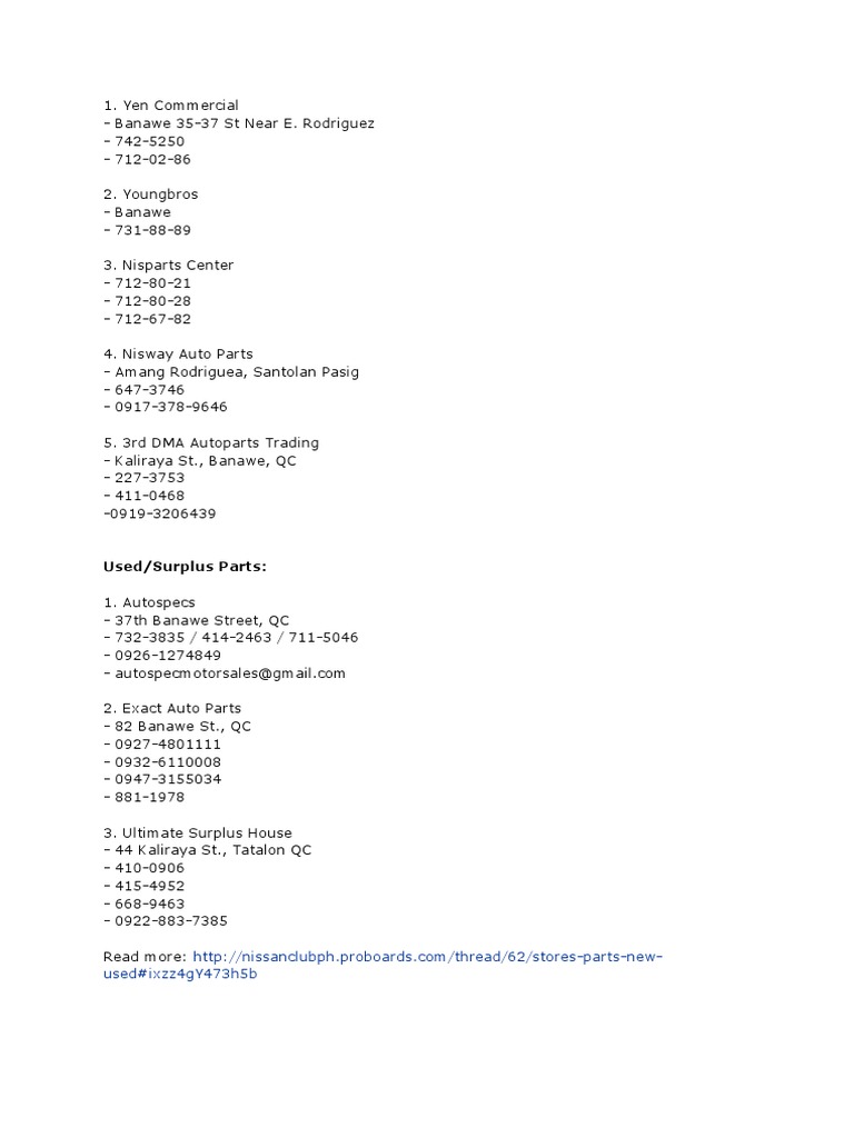 Banawe Auto Parts PDF