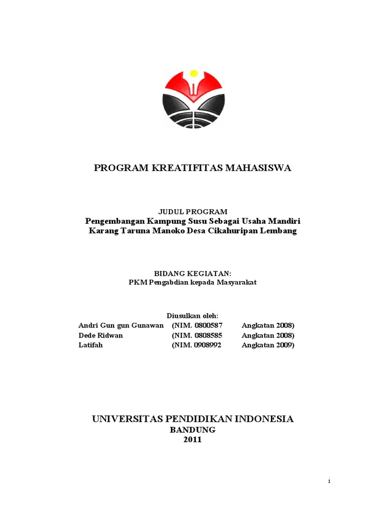 Contoh Proposal Pkm Yang Didanai Dikti Pdf