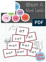Short A Word Cards