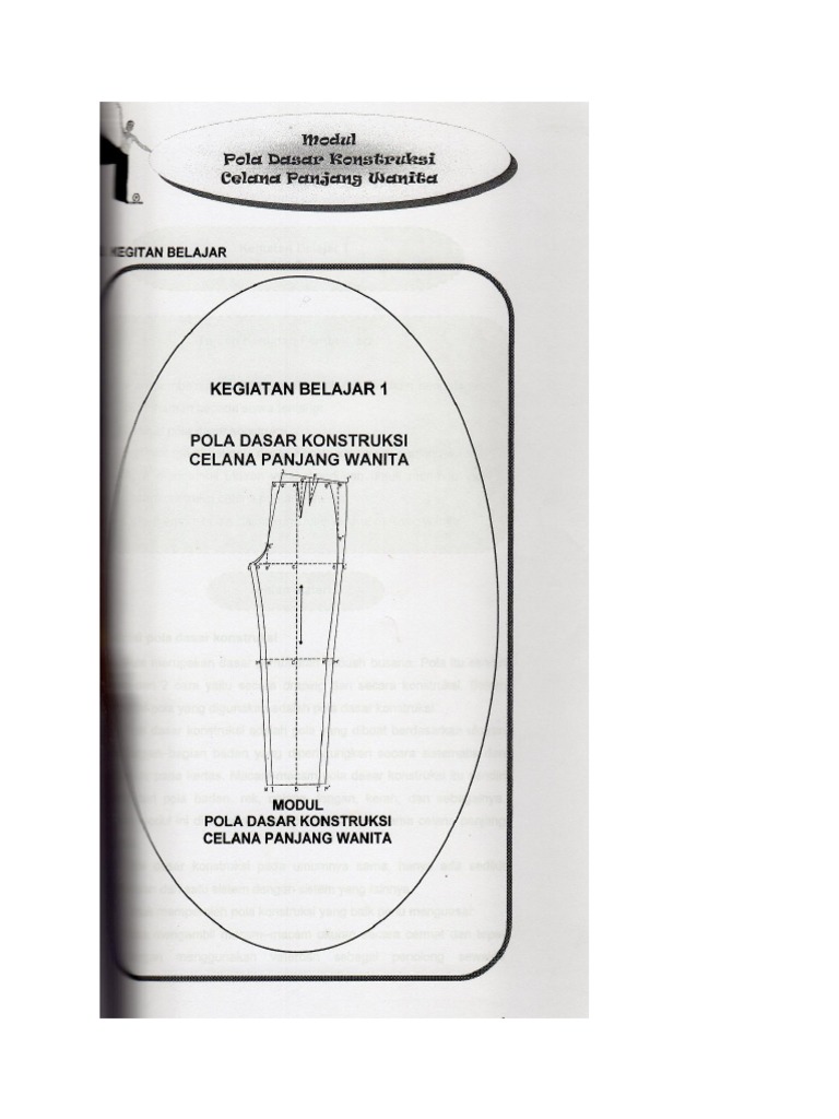 modul pola  dasar konstruksi celana  panjang wanita  pdf