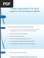 Major Arguments For and Against Social Responsibility