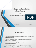 Advantages and Limitations of UG Cables and Specifications of Power Cables