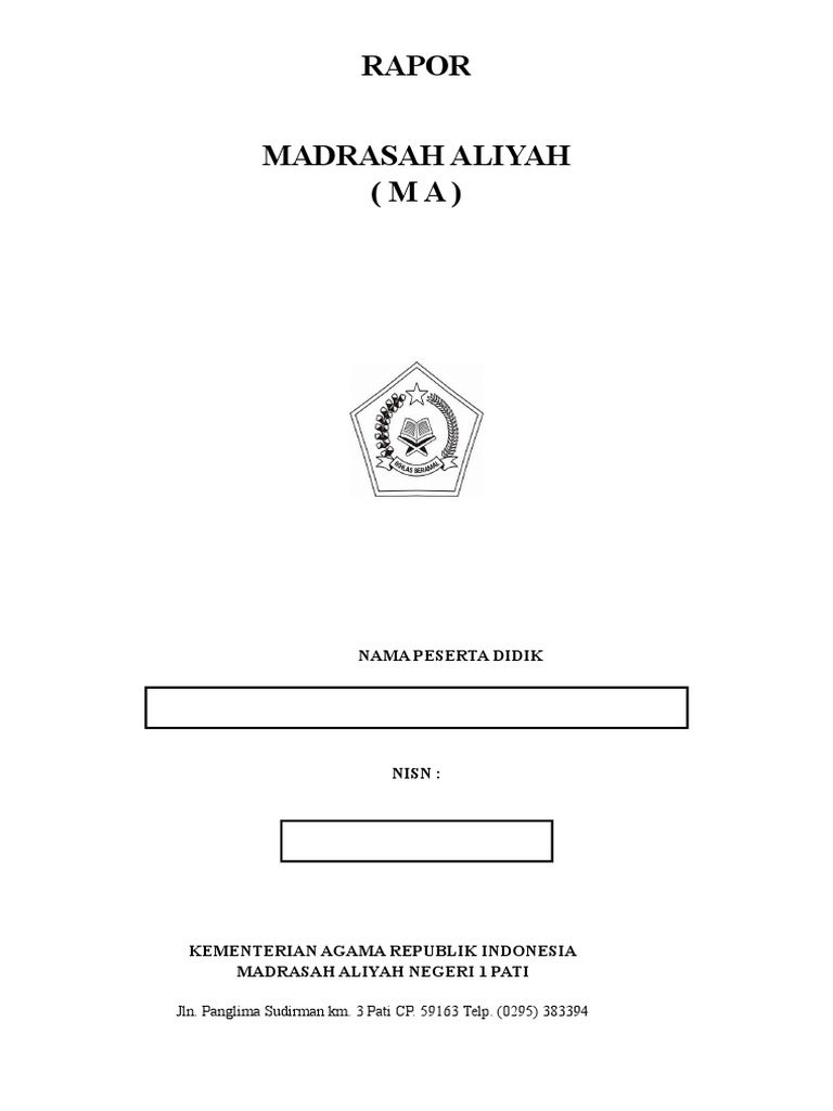 Rapor Madrasah Aliyah Semester 1 | PDF