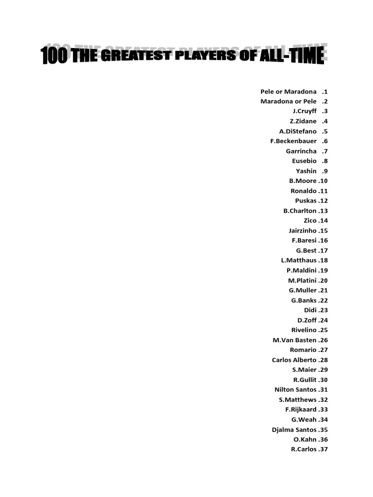100 The Greatest Players of All-Time | PDF | European National