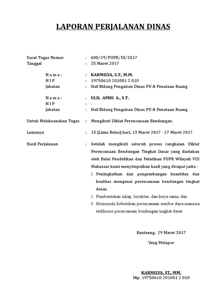 Laporan Pkl Tentang Perjalanan Dinas