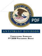 Antitrust Division: C S FY 2008 P B