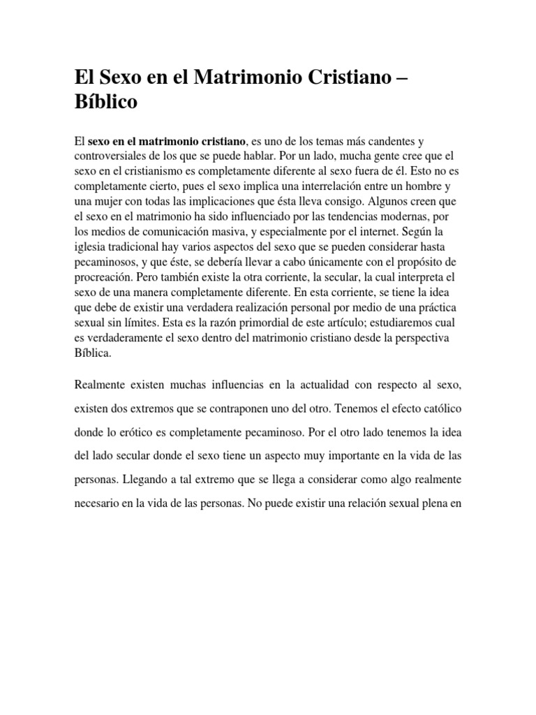 El Sexo en El Matrimonio Cristiano | PDF | Matrimonio | Relaciones sexuales