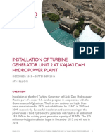 Installation of Turbine Generator Unit 2 at Kajaki Dam Hydropower Plant