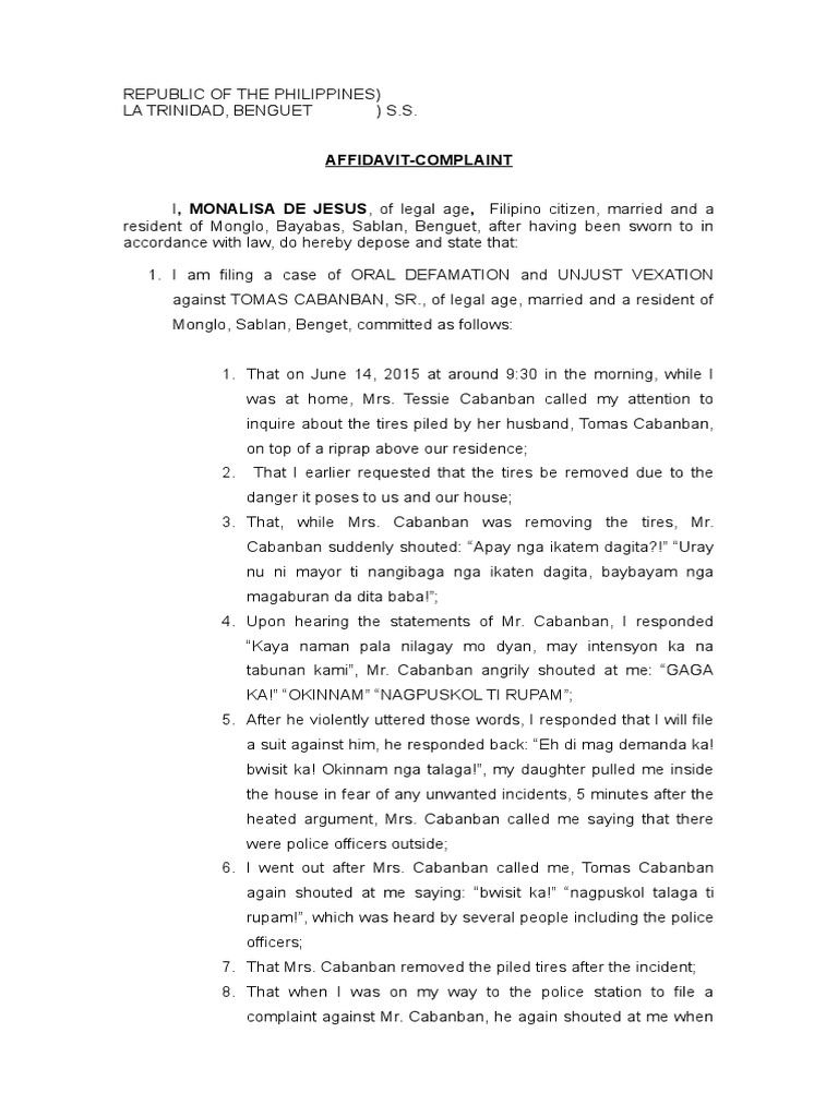 Unjust Vexation Philippines Elements