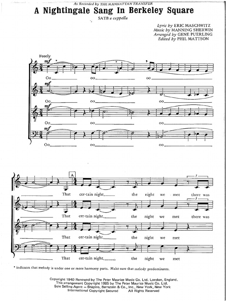 A Nightingale Sang In Berkley Square Pdf