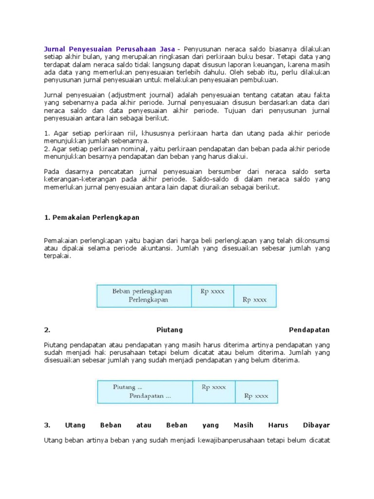 Jurnal Penyesuaian Perusahaan Jasa