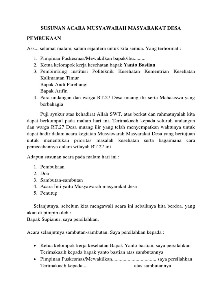 48 + Teks pembawa acara rapat desa terbaik