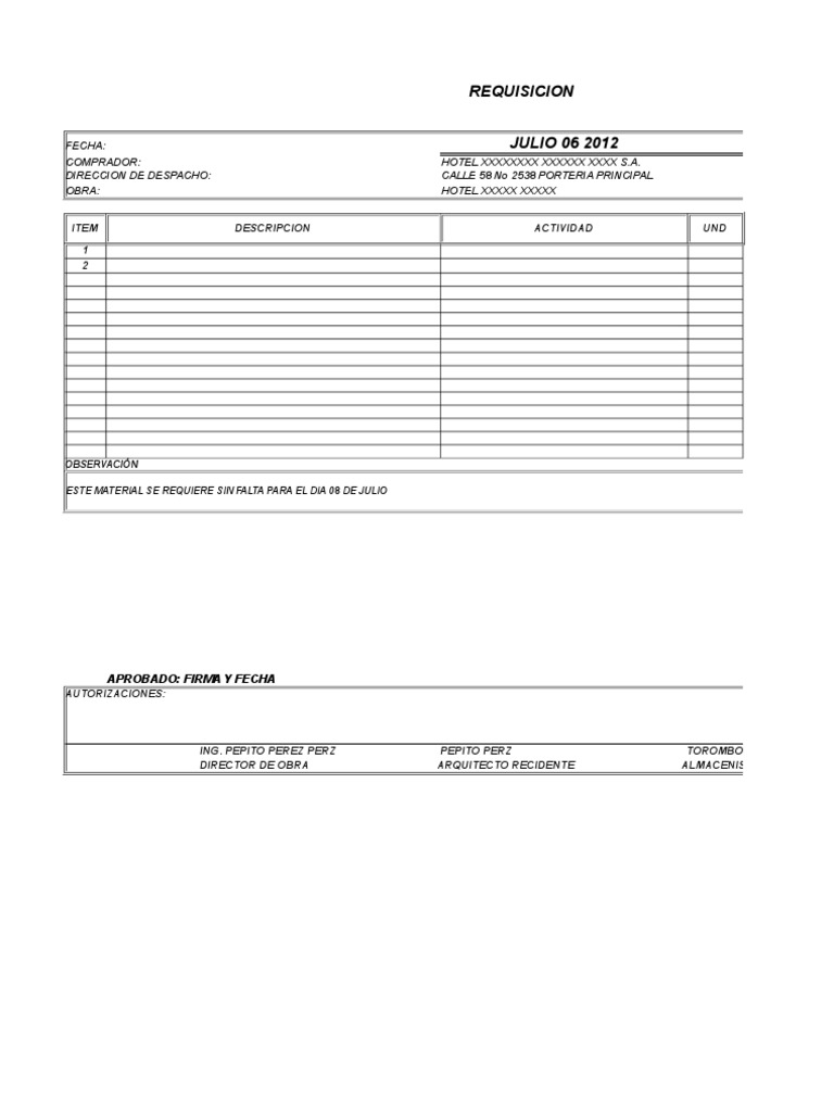 Formato Requisicion de Compra PDF