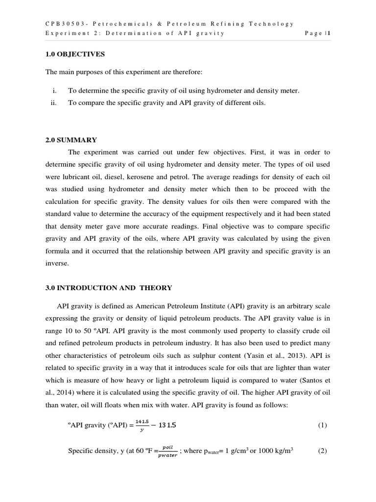 CPB30503 Petrochemicals & Petroleum Refining Technology Experiment 2 ...