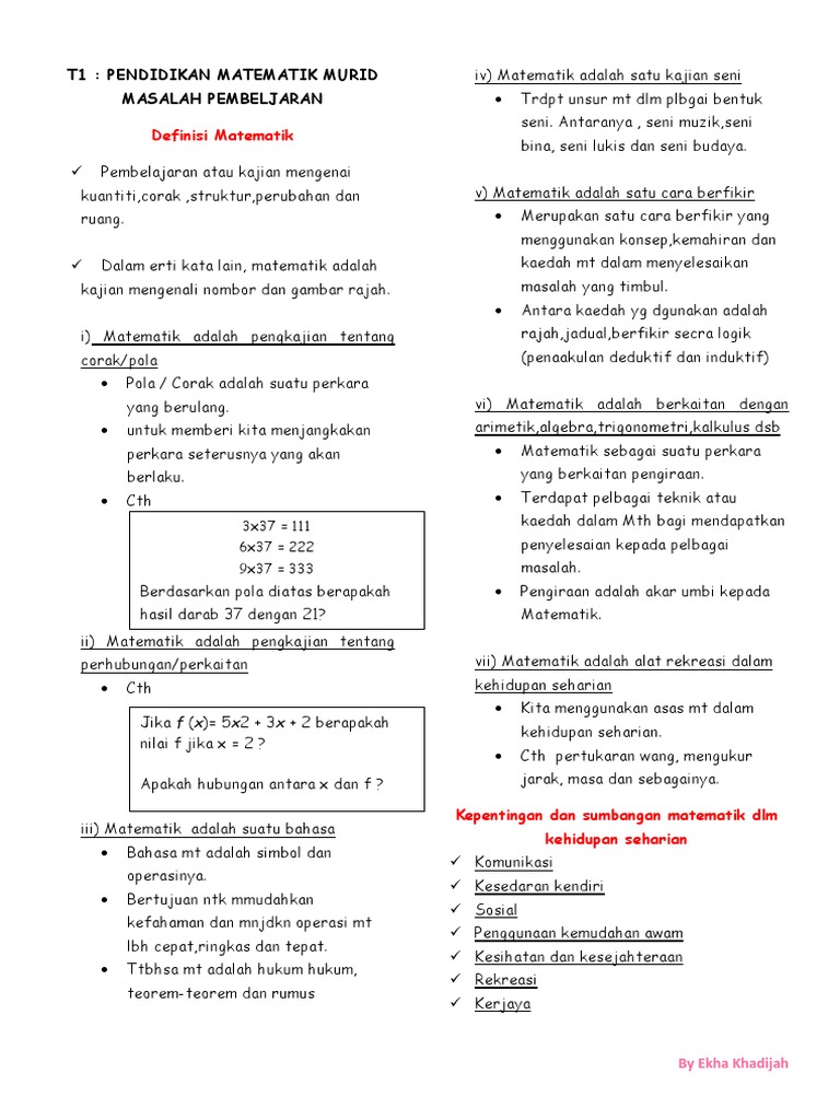 Nota Ringas Pgjrn N Pmbljrn Mt N Sn Murid Mslh Pbljrn Pdf