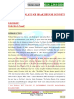 Ijpss ISSN: 2249-5894: Critical Analysis of Shakespeare Sonnets