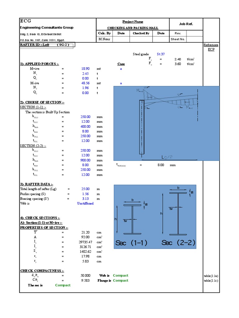 Structural Analysis of Rafter Sections | PDF