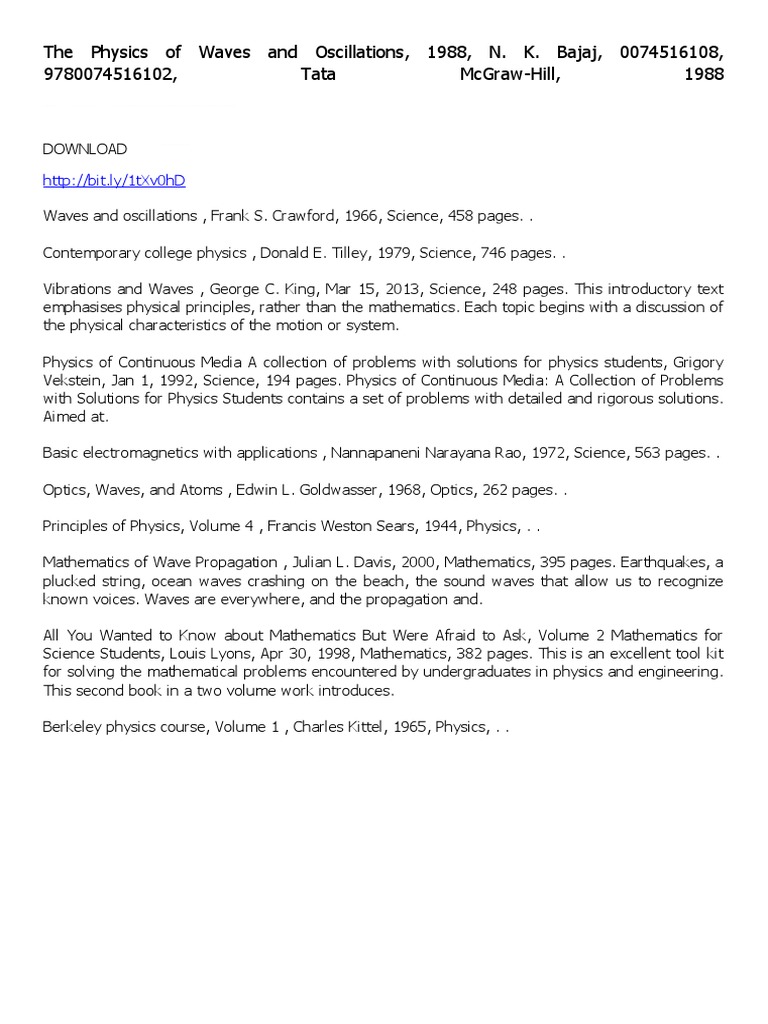 The physics of waves and oscillations pdf waves physics