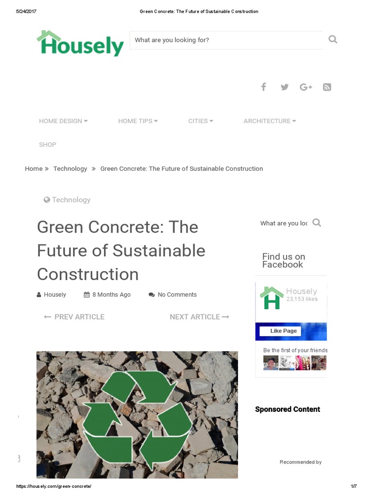 Green Concrete: Sustainable Construction Insights | PDF | Green ...